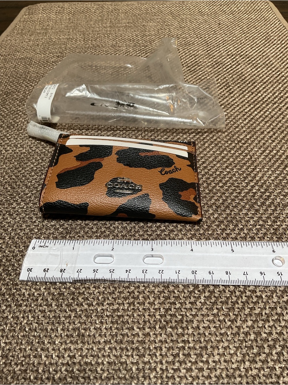 Coach Leopard Print Mini Skinny ID Card Case - Brown, Black, Silver NWT - Picture 5 of 6